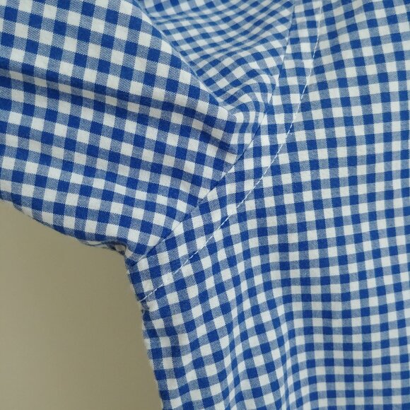 Alan Flusser Mens Large 100% cotton blue white checked button down shirt - Picture 7 of 16